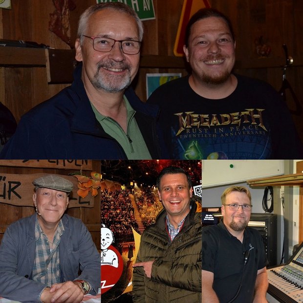 oben: Andreas (l.) und Dominik unten: (v.l.) Wolfgang, Sebastian und der "Technik"-Sebastian Foto: oben: Andreas (l.) und Dominik unten: (v.l.) Wolfgang, Sebastian und der "Technik"-Sebastian